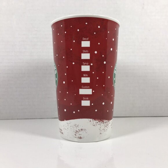 Starbucks Coffee Holiday 2007 16oz Coffee Tall Mug Christmas Snowflakes Snow Red - Picture 4 of 7